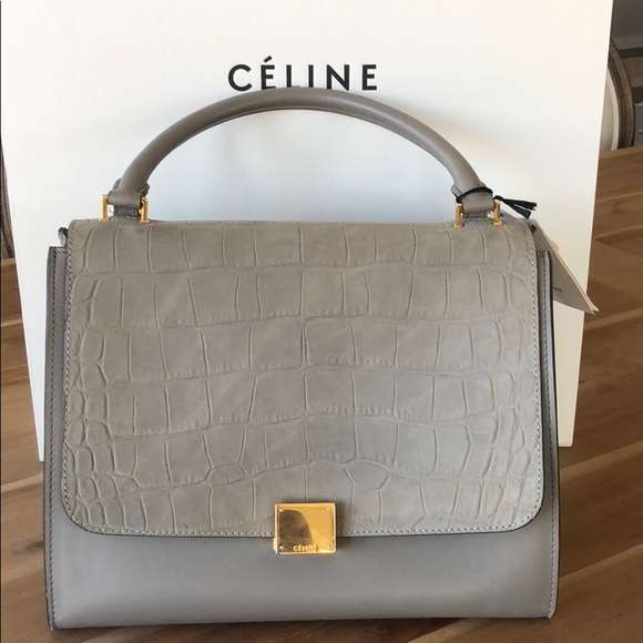 Celine small grey croc embossed trapeze bag - Picture 8 of 8